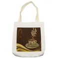thumbnail image 1 of Coffee Tote Bag, Illustration of an Ornamental Coffee Mug with Flourishes Vintage Artwork, Cloth Linen Reusable Bag for Shopping Books Beach and More, 16.5" X 14", Cream, by Ambesonne, 1 of 2