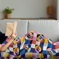 thumbnail image 3 of Geometric Soft Flannel Fleece Throw Blanket, Colorful Abstract Circles Formed of Curved Stripes in Continuous Pattern, Cozy Plush for Indoor and Outdoor Use, 50" x 60", Multicolor, by Ambesonne, 3 of 5