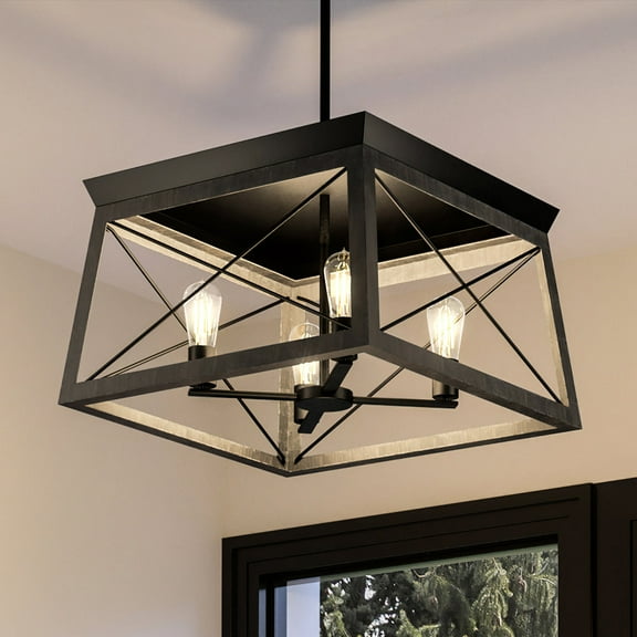 Luxury Industrial Chandelier, 12H x 20W, with Modern Farmhouse Style, Midnight Black, UHP3919 by Urban Ambiance