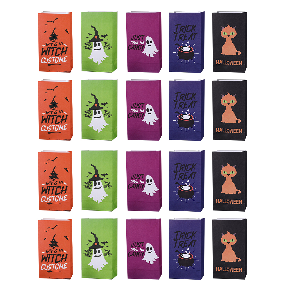 20pcs Halloween Candy Bags Party Favor Goodies Bags Kraft Paper Treat