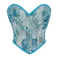 thumbnail image 5 of Corset Tops for Women Elegant Overbust Corset Top Vintage Floral Print Lace Up Bustier Hook and Eye Closure Tummy Control Corset Plus Size Blue XL, 5 of 6