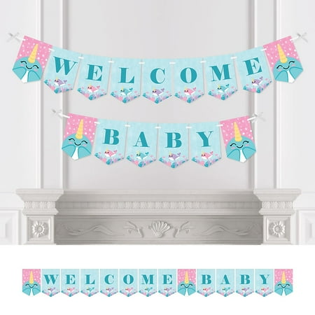 Narwhal Girl Under The Sea Baby Shower Bunting Banner Party