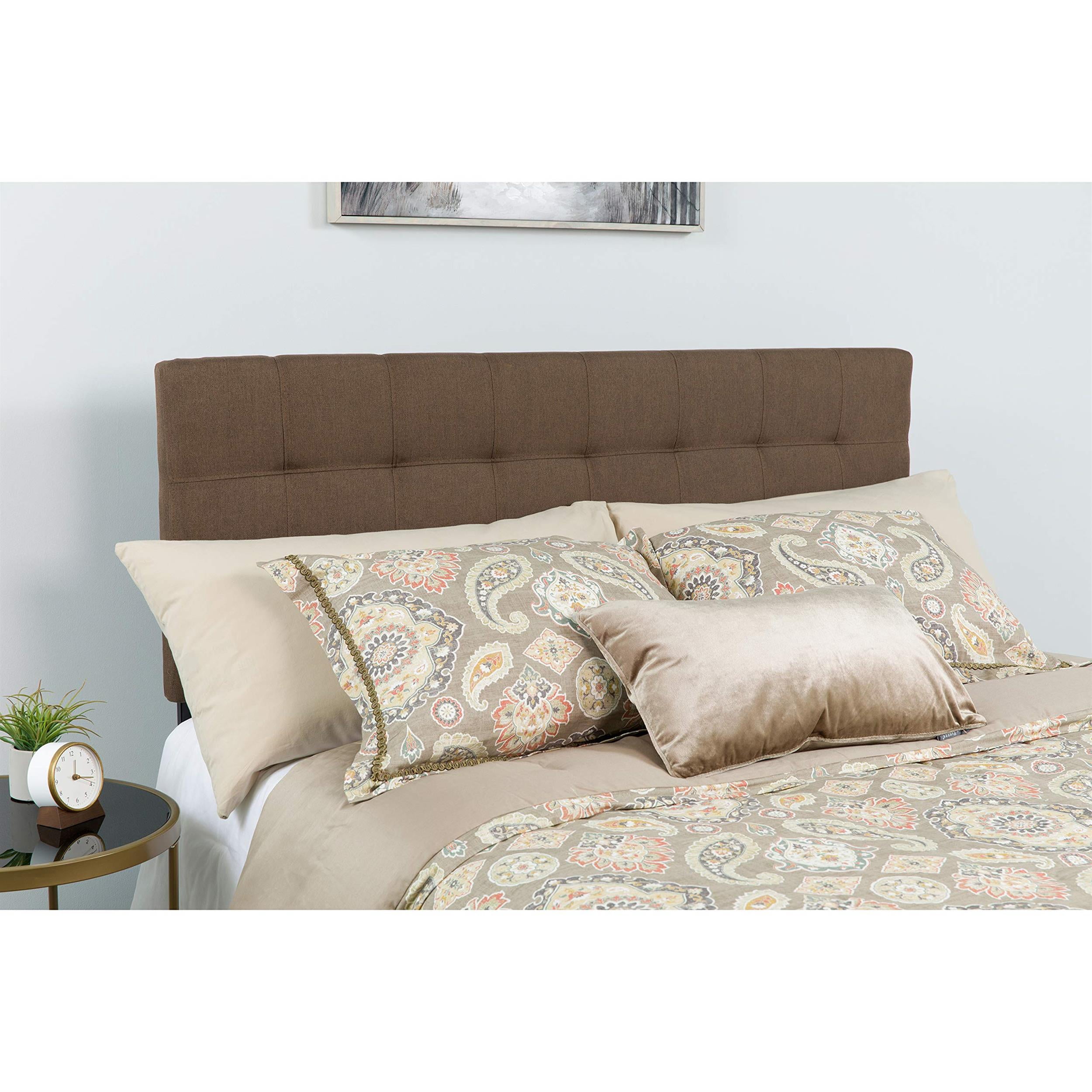 Afuera Living Contemporary Tufted Full Panel Headboard in Dark Brown
