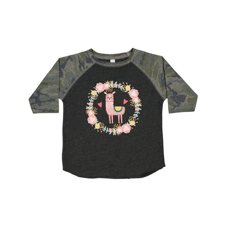 

Inktastic Llama Rose Flower Wreath Gift Toddler Toddler Girl T-Shirt