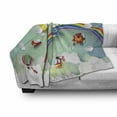 thumbnail image 3 of Children Soft Flannel Fleece Blanket, Plane Hot Air Balloon Helicopter Flying Rainbow Sunny Sky Happy Baby Illustration, Cozy Plush for Indoor and Outdoor Use, 50" x 70", Multicolor, by Ambesonne, 3 of 6