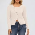 thumbnail image 2 of SGMVNU Cropped Cardigan Sweaters for Womens Button Up Long Sleeve Crewneck Fall Dressy Casual Knit Sweater Jackets(White, One Size), 2 of 4
