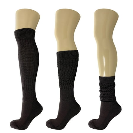 

Cotton Slouch Socks Scrunch Knee High Socks Shoe Size 5-10 (2 Pairs) - Brown