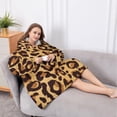 thumbnail image 5 of Oversized Wearable Blanket Hoodie,Yellow and Brown Of Leopard Print Sherpa Blanket Hoodie with Super Pockets,Super Warm Fuzzy Pullover for Women & Men, 5 of 6
