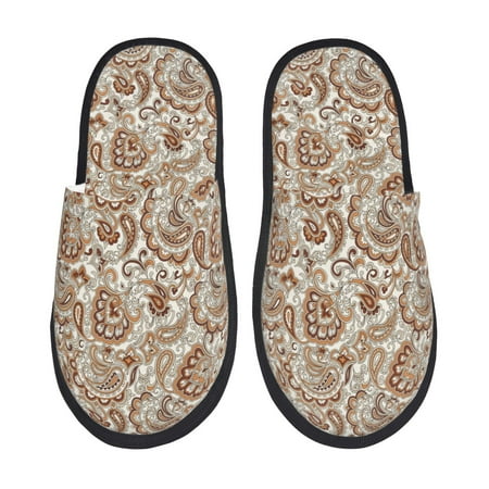 

Qekee Indian Paisley1 print Slippers for Women and Men Fluffy Cute Cozy House Slipper Funny Furry Bedroom Slippers for Women Indoor -Medium
