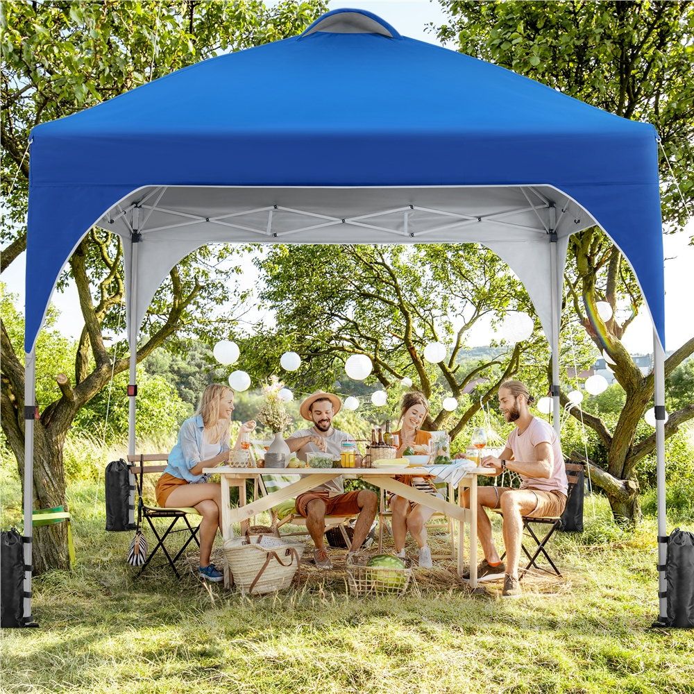 Renwick 8x8Ft Instant Pop Up Canopy Tent with Roller Bag & Sandbags, Blue