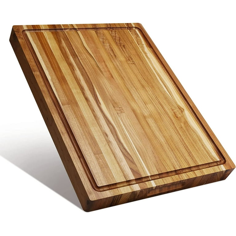 Large Teak Wood Cutting Board for Kitchen, 17x12inch, Reversible Wooden Chopping  Board With Juice Grooves and Handles, Charcuterie Boards, Ideal for Chopping  Meat, Vegetables, Fruits, Bread, Cheese, 