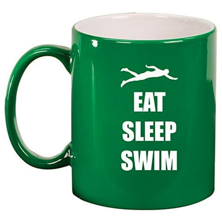 

Ceramic Coffee Tea Mug Cup Eat Sleep Swim Swimmer (Green)