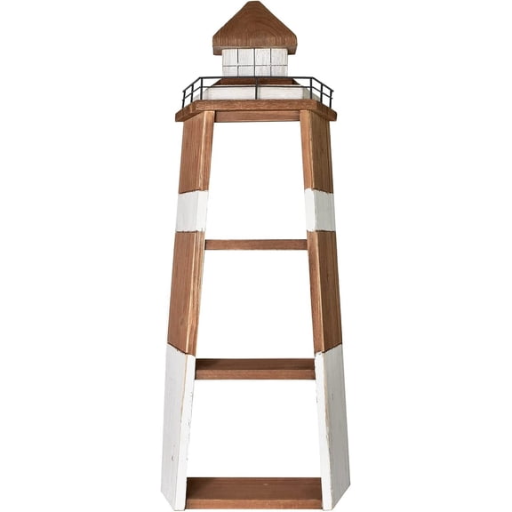 Wood Lighthouse Shelf Wall Decor, Wooden Shelves Nautical Ornament Decor