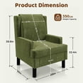 thumbnail image 7 of Aprafie Ergonomic Wingback Chair, 20.7" High Back Accent Chair with Ultra-Thick Cushion, Solid Wood Arms & Legs for Living Room, Bedroom, Reading Nook, Green, 7 of 7