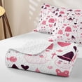 thumbnail image 4 of Erosebridal Cute Witch Ghost Twin Quilt Set, Cartoon Heart Lantern Twin Coverlet Set for Girls, White Pastel Pink Black, 2-Piece 1 Bedspread and 1 Pillowcase, 4 of 7