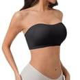 thumbnail image 2 of Strapless Bras for Women Non-Slip Seamless Padded Bandeau Bra Wireless Convertible Tube Top Bralette Everyday Tshirt Bra Invisible Bralette Jelly Bras for Women Supportive Push Up Bra Black L, 2 of 5