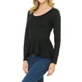 thumbnail image 4 of SSOULM Women's Long Sleeve Stetchy Knit Ruffle Hem Peplum Blouse Top with Plus Size, 4 of 5
