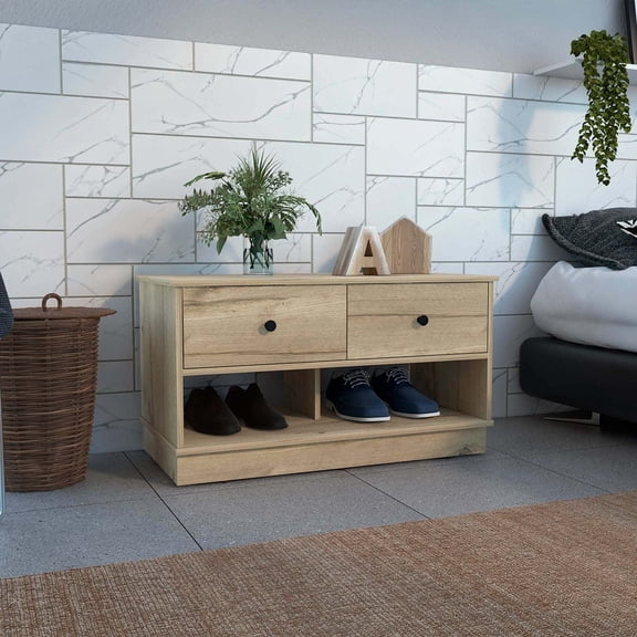 Light Oak Storage Bench - Organize in Style