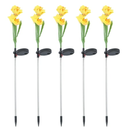 

Rosarivae 1pc Outdoor Solar Power LED Narcissus Stick Lamp Lawn Light Outdoor Waterproof Pin Lamp for Decor (4 Forks Yellow + Orange)