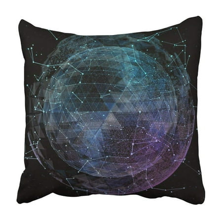 Glowing Sphere - ARTJIA 3D Illuminated Distorted Sphere Of Glowing Particles And Wireframe Technology Digital Pillowcase 20x20 inch