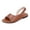 Brown, variant on Rokment Vintage Flat Dressy Sandals for Women 2026 Stylish Casual Leather Fish Mouth Open Toe Low Heels Comfortable Slingback Walking Summer Shoes with Back Strap Red Size 7