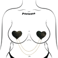 thumbnail image 3 of Chains: Black Shattered Disco Ball Heart with Gold Chains Nipple Pasties by Pastease®, 3 of 4