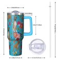 thumbnail image 2 of OBREWU Dogs with Flowers Tumbler with Handle and Lid,Dogs with Flowers 40oz Double Wall Vacuum Insulated Tumbler,Cups Gift for Women and Men, 2 of 7