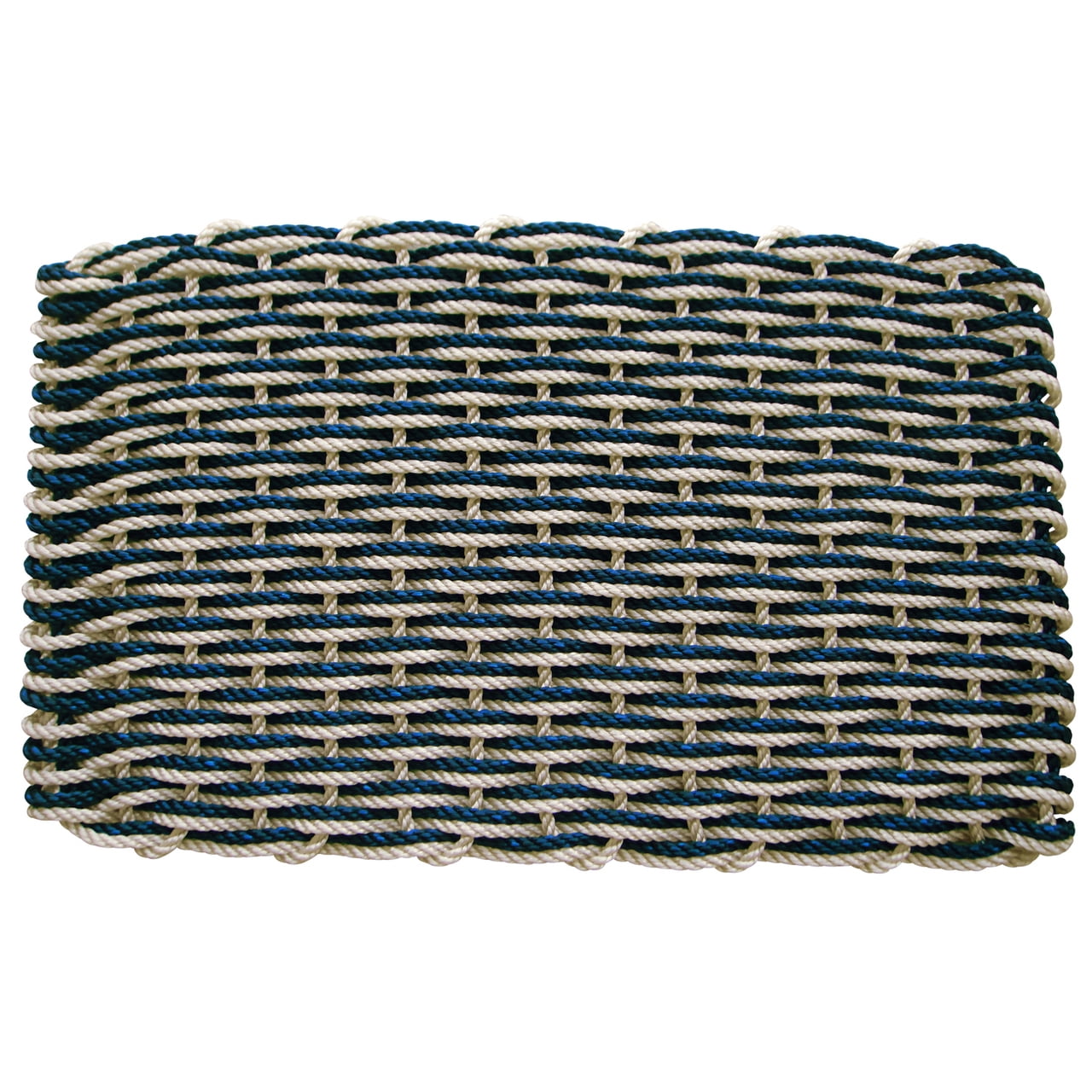 ColorWave Nautical Rope Doormat, Navy Blue and Champagne