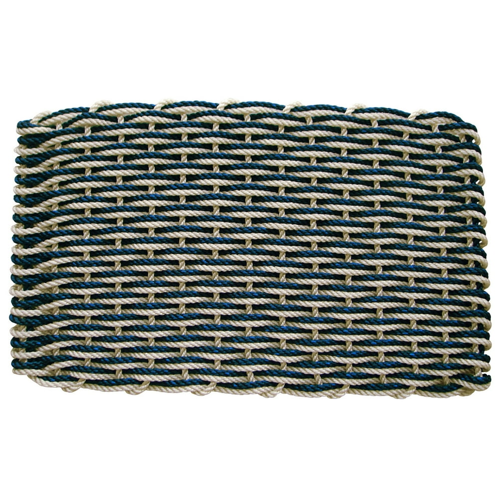 ColorWave Nautical Rope Doormat, Navy Blue and Champagne