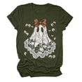 thumbnail image 5 of Fgnfyis T-Shirt Graphique à Manches Courtes d'Halloween pour Femmes Col Rond Décontracté pour Fête d'Été avec Jeans Hauts pour Femmes Vert Armée m, 5 of 5