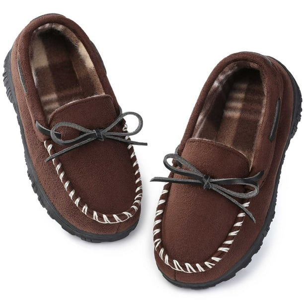 HOMEHOT Boys Slippers Boys Moccasin Slippers Memory Foam House Slippers