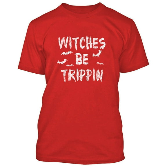 Witches Be Trippin Man T-shirt Bat Printed Halloween Costume Red Tee Small