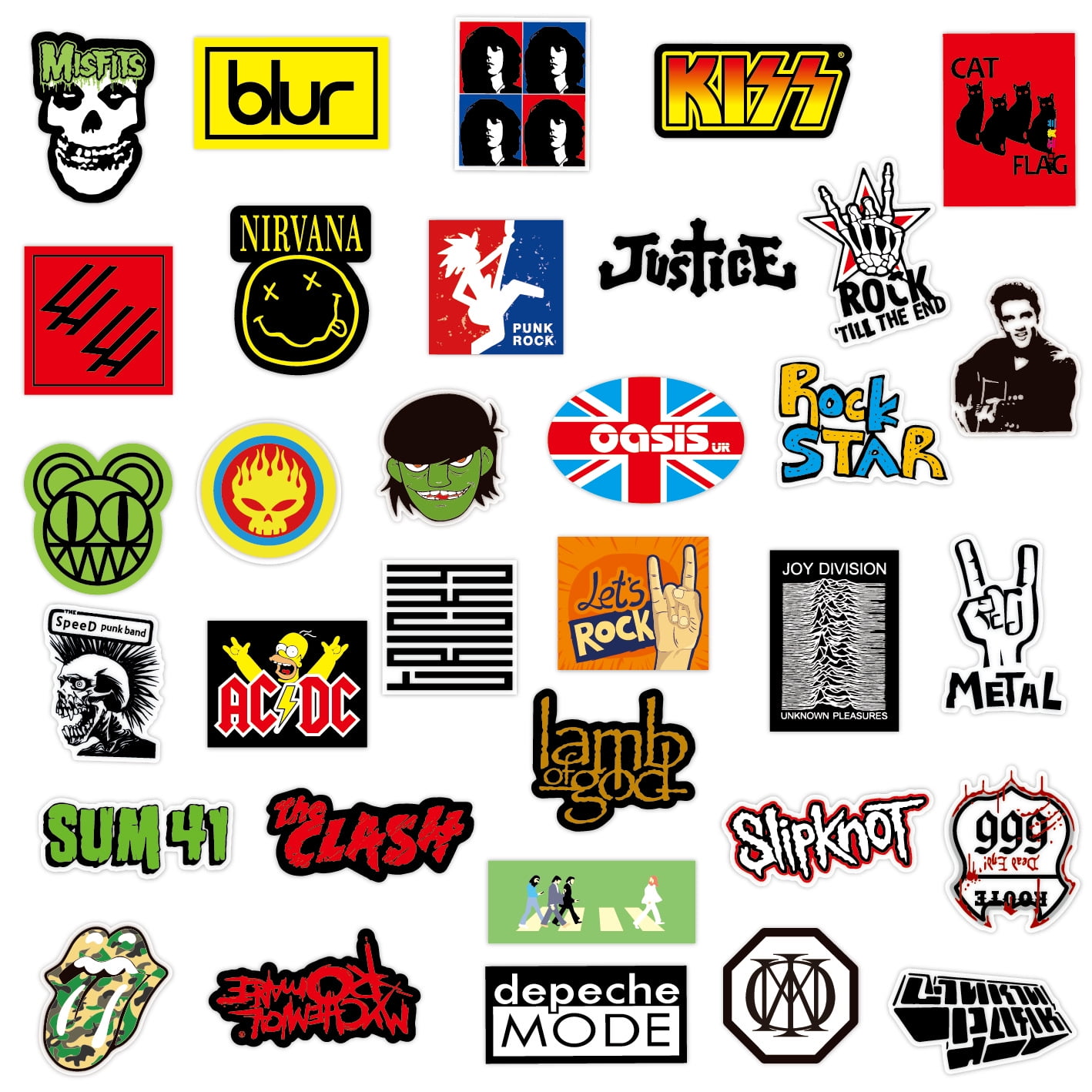 100 Autocollants Rock Band - Stickers Vinyle Pour Guitare, Skate, Ordinateur
