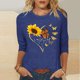 thumbnail image 2 of Tops de Cuello Redondo para las Mujeres Moda Impresa 3/4 Mangas Blusa Casual Top, Estante de Imitación, 2 of 5