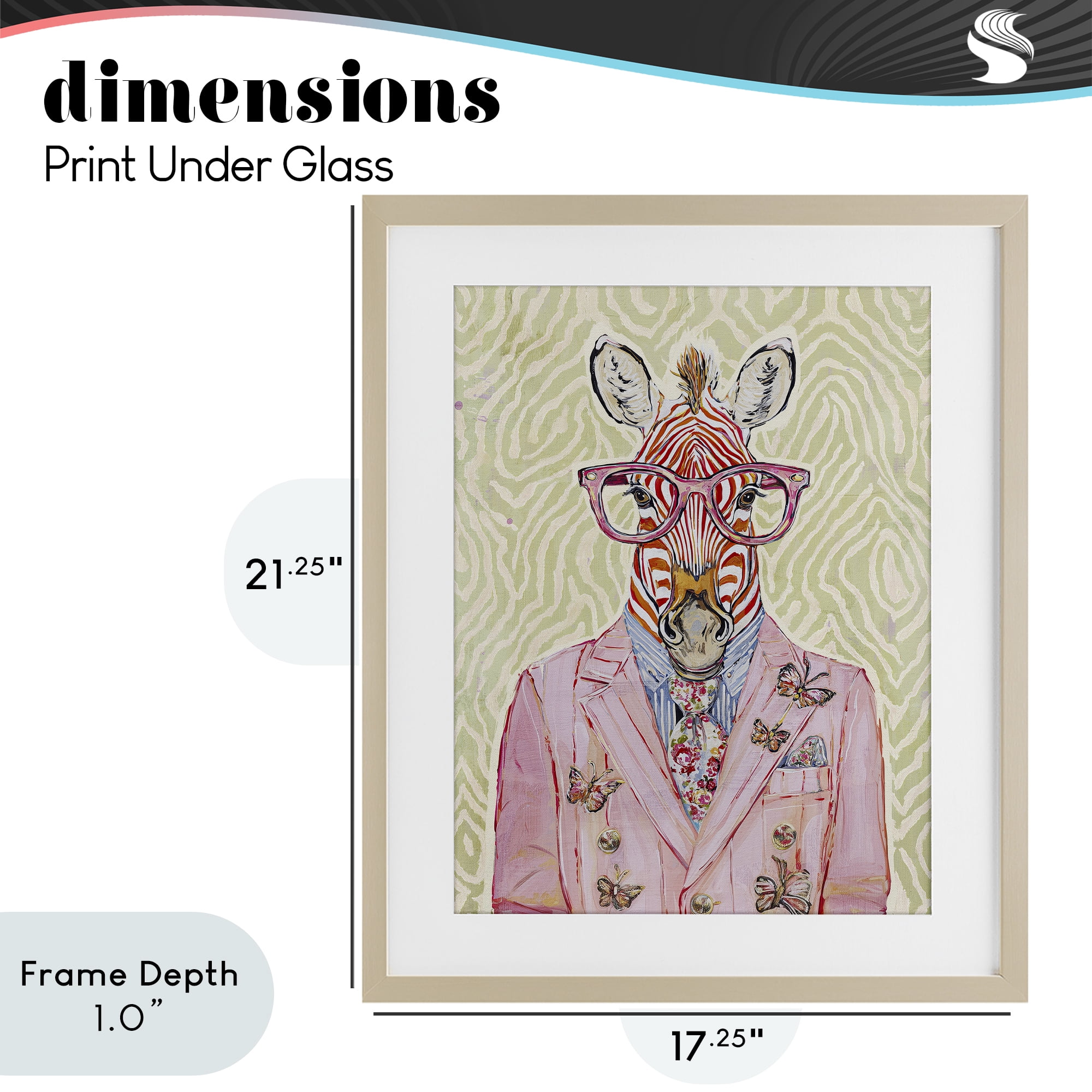 Stupell Industries Pink Zebra over Green Birch Framed Print Under Glass, design by Svetlana Aleynikova