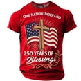 thumbnail image 3 of Havenx Men's 250th Years Of American Freedom Usa T-Shirt Cross and American Flag Crew Neck Shirts Short Sleeve Graphic T-Shirts Casual 250 Years Of Freedom Cross Patriotic Top,Red 2XL, 3 of 4