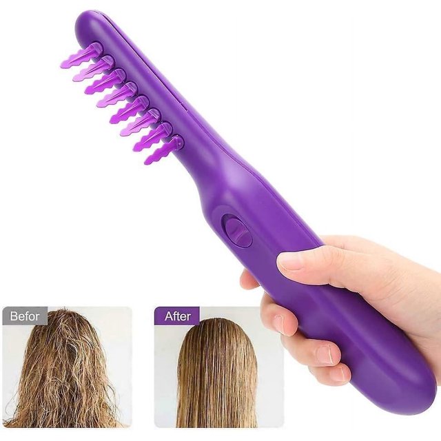 BRILLAR Peine eléctrico para el cabello: peine caliente ligero de color púrpura para cabello seco y húmedo, masaje del cuero cabelludo y apto para niños con cubierta protectora