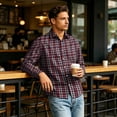 thumbnail image 3 of Men Business Casual Gingham Long Sleeve Button Down Shirt 4 Way Stretch Wrinkle Free Regular Fit Lapel Collar Lightweight Working Casual Fall Clothing Sizes 3XL, 3 of 6