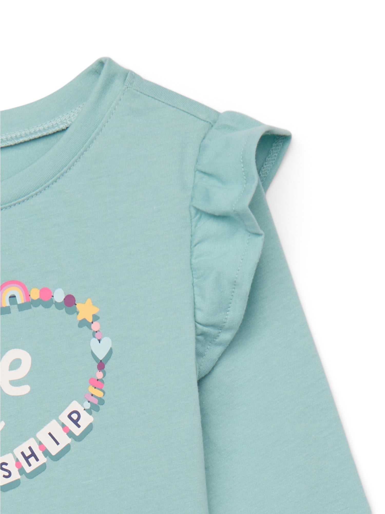 Garanimals Toddler Girl Ruffle Shoulder Long Sleeve Graphic T-Shirt, Sizes 18M-5T
