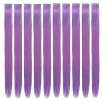 Hair Extension Clips 10pcs in Light Purple 20 Inch Straight Hair Synthetic Fiber Hairpieces for Party