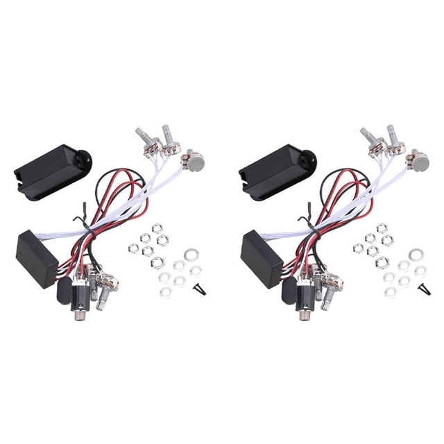 2X Preamp 3 Band Equalizer EQ Harness Guitar Tone Control System for Active Pickup