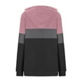 thumbnail image 5 of YOIAVAIOY Ribbed Knit Sweatshirt for Women Color Block Hooded Sweatshirts Soft Comfy Sweater Casual Hoodie Pink XL, 5 of 6