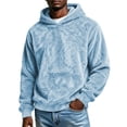 thumbnail image 2 of qafoshin Mens Warm Fuzzy Hoodies Fall Winter Casual Fleece Hooded Sweatshirt Fashion Solid Color Pullover Tops S-3XL, 2 of 6