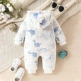 thumbnail image 4 of Infant Adorable Dinosaur Print Girls Romper Jumpsuit Long Sleeve Hooded Baby Bodysuit Cozy Lined Playwear For Toddler Romper for Teens Baby Girl Jumpsuit Items Dot Snap 1 Month Dress White 3-6 Months, 4 of 7