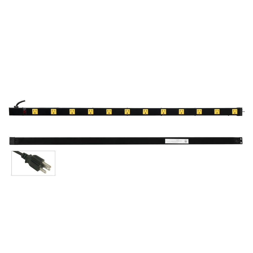 Inland 12 Outlet 4ft Power Strip 03201 with 3ft Power Cord, Metal