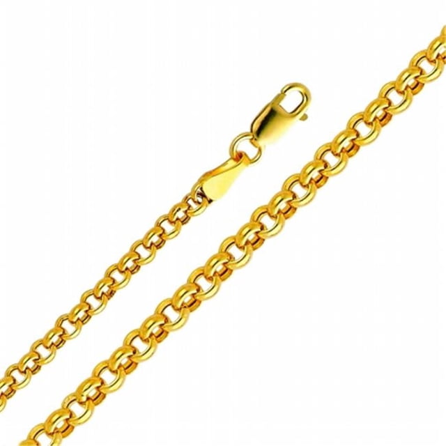 Collier Chaîne Rolo Creux 3-mm en Or Jaune 14k (18 Pouces)