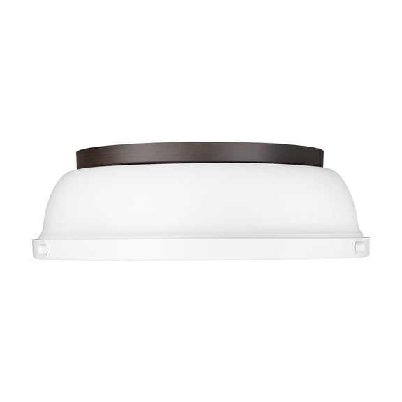 Yep by Golden Lighting Duncan 2-light Flush Mount in Rubbed Bronze and Matte White shade