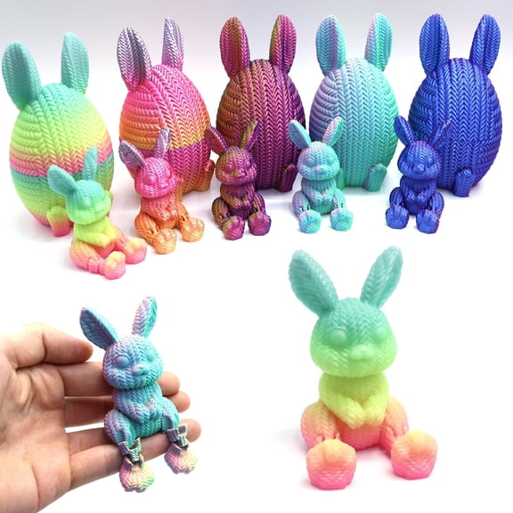 Dserhfy 2 Pcs 3D Printed Easter Egg with Bunny Inside Prefilled Easter Bunny Egg for Easter Basket Stuffers Spring Party Decor