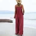 thumbnail image 4 of Women's Casual Pants Women'S Jumpsuits Summer Floral Print Boho Overalls With Pocket Casual Wide Leg Baggy Rompers Vacation Outfits,Red Women's Casual Pants M, 4 of 6