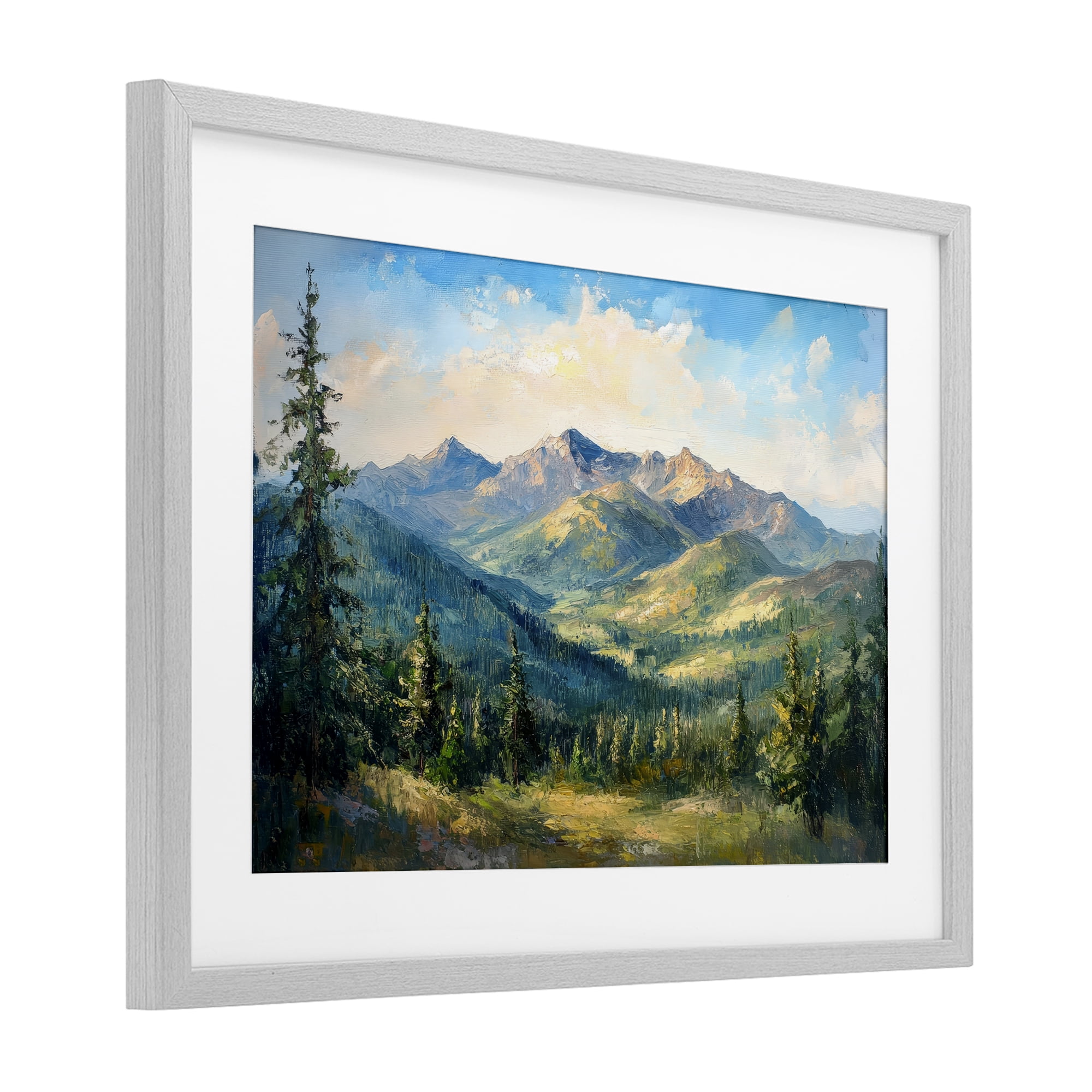 Stupell Industries Valley In The Mountains Gray Framed Print Under Glass, design by Petal Prints Design